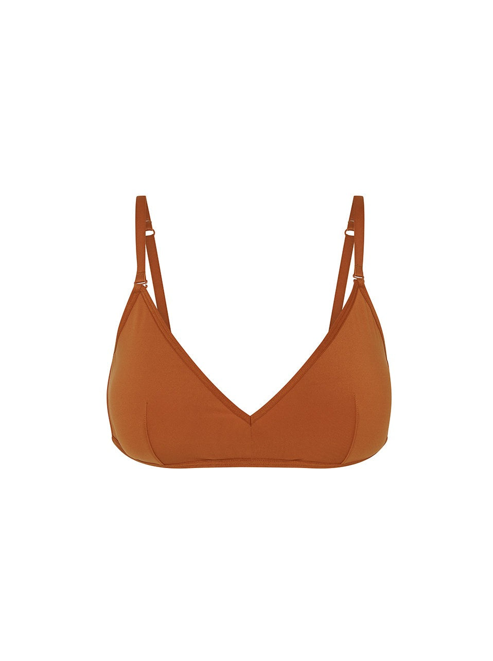 Kit Undergarments Lightweight Triangle Soft Bra in Cinnamon, 63% nylon, 37% spandex