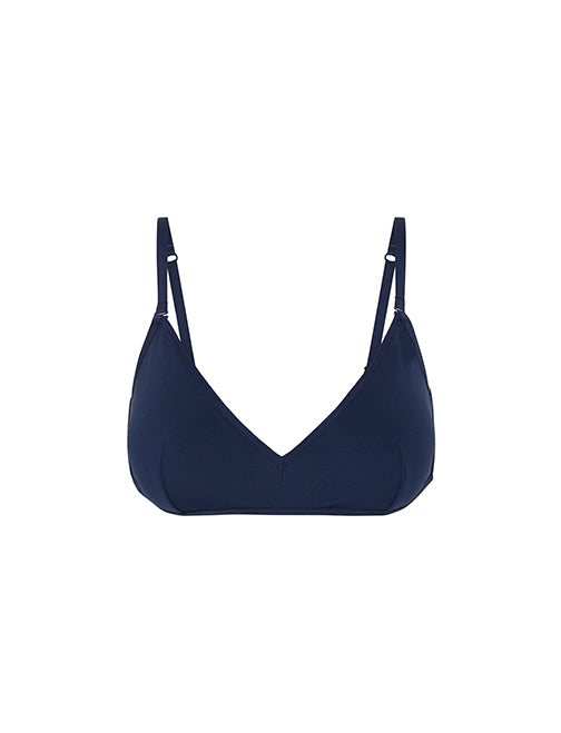 Kit Undergarments Lightweight Triangle Soft Bra in Midnight, 63% nylon, 37% spandex