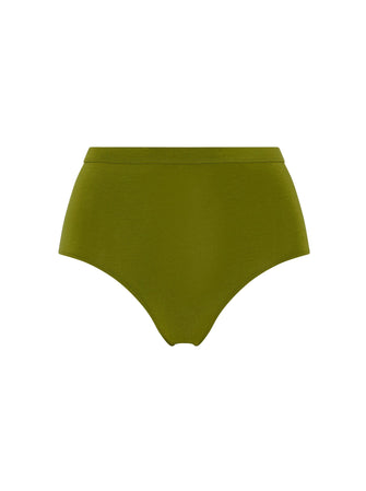 Kit Undergarments Organic Cotton High-Rise Brief in Olive, 93% organic cotton, 7% elastane jersey