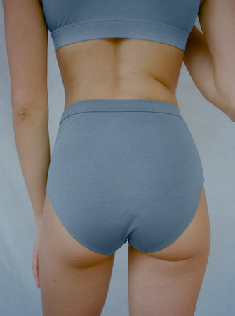 Kit Undergarments Organic Cotton High-Rise Brief in Dusk, 93% organic cotton, 7% elastane jersey