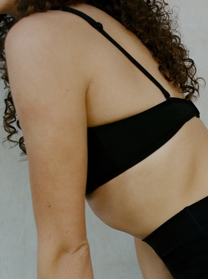 Kit Undergarments Lightweight Triangle Soft Bra in Onyx, 63% nylon, 37% spandex