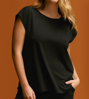 Knit Dolman Tee - Black - Cotton -Thirdlove