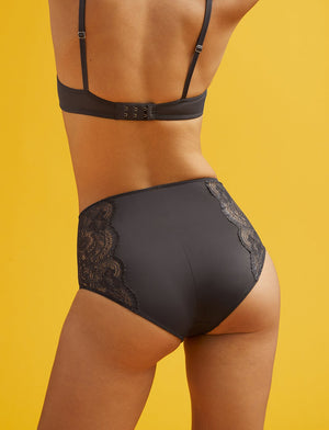Lace High Brief - Charcoal - Nylon/viscose/spandex - ThirdLove,modelJJ