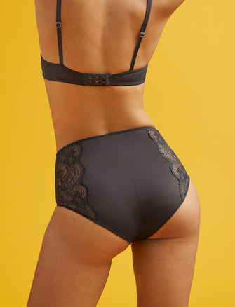 Lace High Brief - Charcoal - Nylon/viscose/spandex - ThirdLove,modelJJ