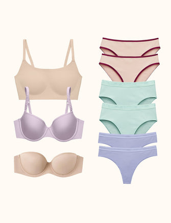 Summer Ready Kit - 24/7 Classic Strapless Bra, 24/7 Classic T-Shirt Bra, Adjustable Strap Wireless Bra, Everyday Cotton Underwear -Thirdlove