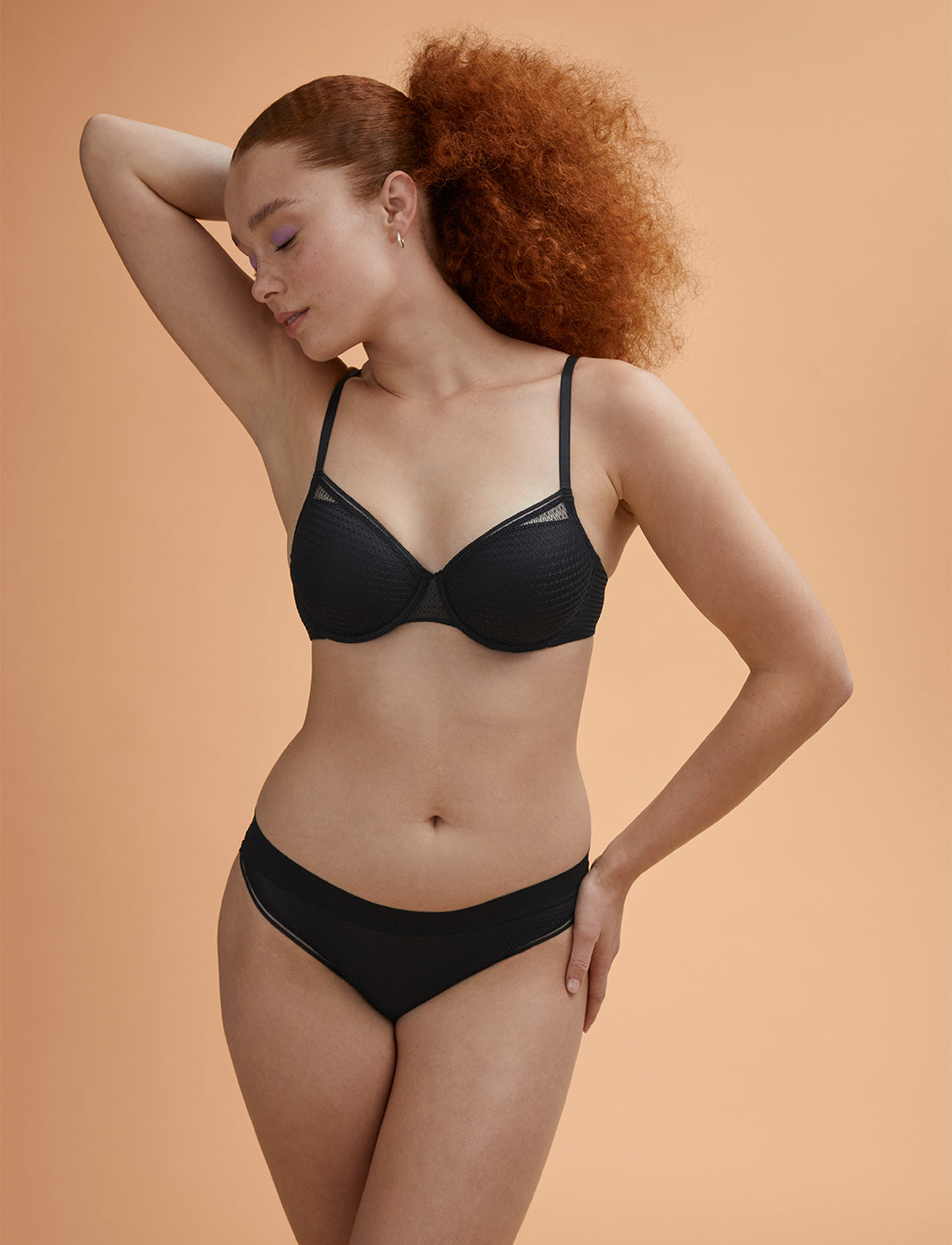 Modern Mesh Demi Bra - ThirdLove - Nylon/Spandex - Black, modelWW