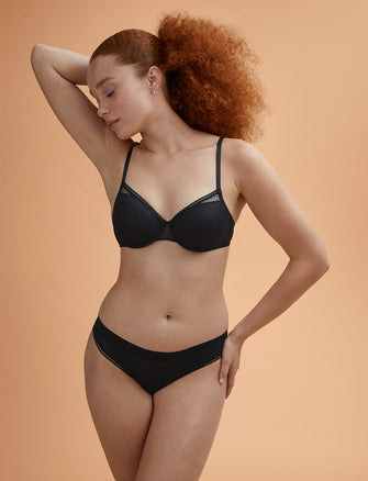 Modern Mesh Demi Bra - ThirdLove - Nylon/Spandex - Black, modelWW