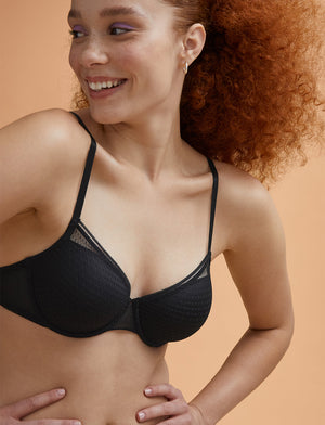 Modern Mesh Demi Bra - ThirdLove - Nylon/Spandex - Black, modelWW