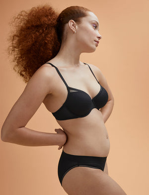 Modern Mesh Demi Bra - ThirdLove - Nylon/Spandex - Black, modelWW