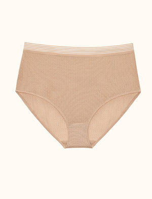 Modern Mesh High Brief - Taupe - Nylon/Spandex - ThirdLove,modelU