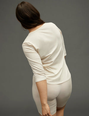 Organic Long Sleeve Henley - Sea Salt - Organic Cotton/Spandex -Thirdlove
