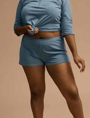 Organic Short - Bluestone - Organic Cotton/Spandex -Thirdlove