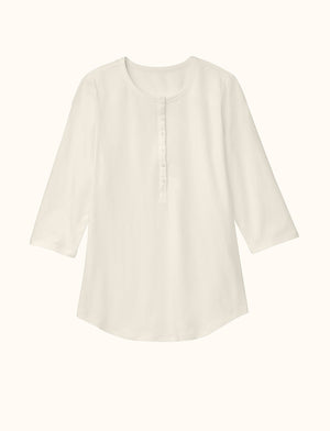 Organic Long Sleeve Henley - Sea Salt - Organic Cotton/Spandex -Thirdlove