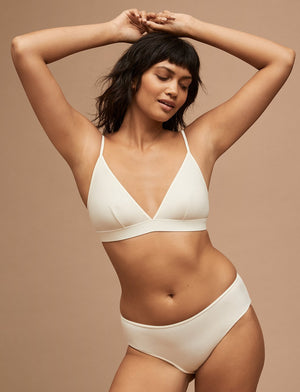 Organic Triangle Bralette - Sea Salt - Organic Cotton/Spandex -Thirdlove