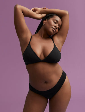 Organic Triangle Bralette - Black - Organic Cotton/Spandex -Thirdlove