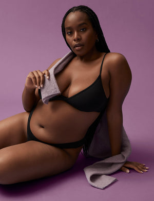 Organic Triangle Bralette - Black - Organic Cotton/Spandex -Thirdlove