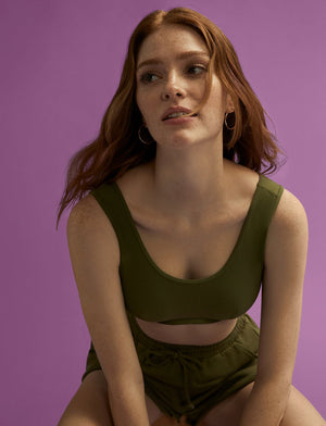 Wonder™ Rib Scoop Bralette - Olive - Viscose/Spandex -Thirdlove