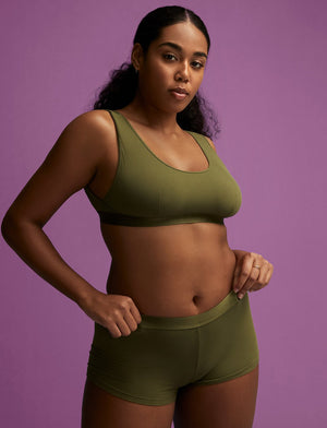 Wonder™ Rib Shortie - Olive - Viscose/Spandex - ThirdLove,modelEE