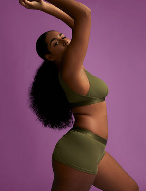 Wonder™ Rib Shortie - Olive - Viscose/Spandex - ThirdLove,modelEE
