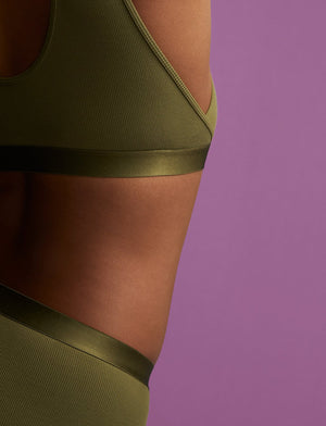 Wonder™ Rib Shortie - Olive - Viscose/Spandex - ThirdLove,modelEE