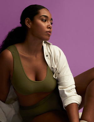 Wonder™ Rib Scoop Bralette - Olive - Viscose/Spandex -Thirdlove