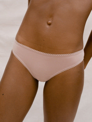 Kit Undergarments Organic Cotton Bikini Brief in Dusty Rose, 95% organic cotton, 5% spandex