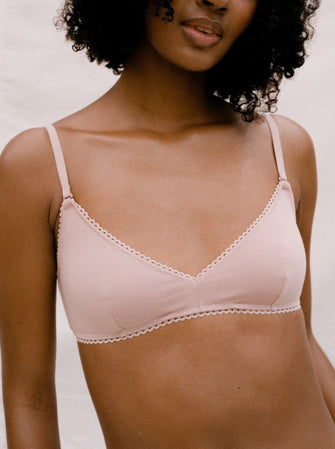 Kit Undergarments Organic Cotton Triangle Soft Bra in Dusty Rose, 95% organic cotton, 5% spandex