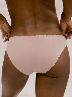 Kit Undergarments Organic Cotton Bikini Brief in Dusty Rose, 95% organic cotton, 5% spandex