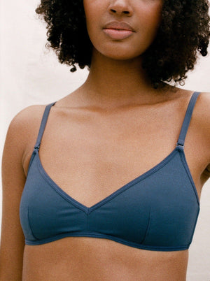 Kit Undergarments Lightweight Triangle Soft Bra in Midnight, 63% nylon, 37% spandex