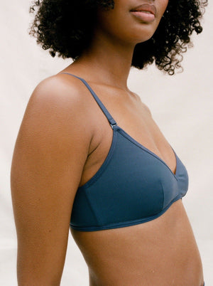 Kit Undergarments Lightweight Triangle Soft Bra in Midnight, 63% nylon, 37% spandex