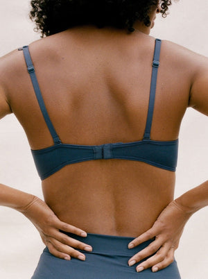 Kit Undergarments Lightweight Triangle Soft Bra in Midnight, 63% nylon, 37% spandex