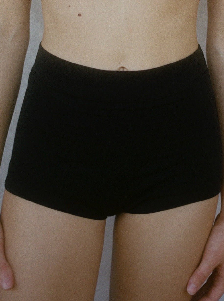 Kit Undergarments Organic Cotton Sleep Short in Onyx, 95% organic cotton, 5% spandex