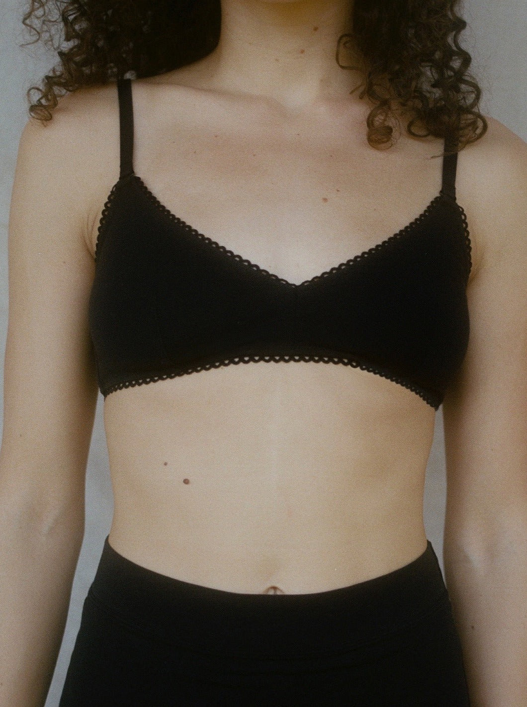 Kit Undergarments Organic Cotton Triangle Soft Bra in Onyx, 95% organic cotton, 5% spandex