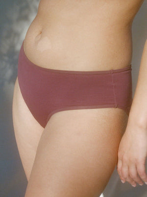 Kit Undergarments Organic Cotton Mid-Rise Bikini in Mulberry, 93% organic cotton, 7% elastane jersey