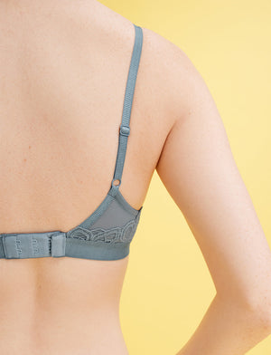 Boho Lace Triangle Bralette - Grey Mist - Nylon/Spandex/Polyester -Thirdlove