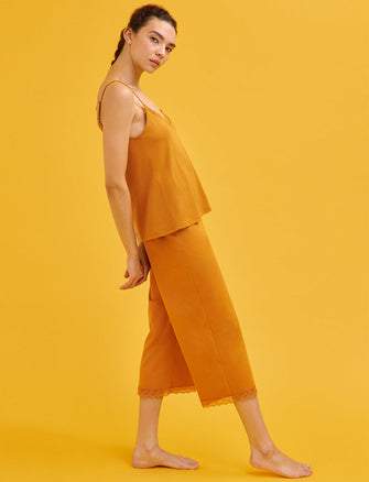 WonderKnit™ Cropped Pant - Amber - Cotton/Modal/Spandex -Thirdlove