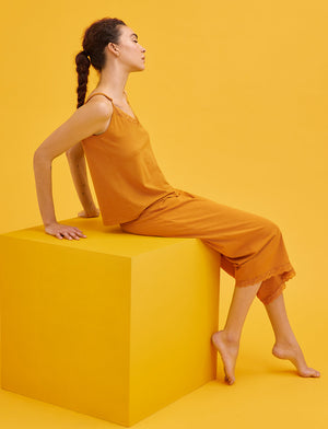 WonderKnit™ Cropped Pant - Amber - Cotton/Modal/Spandex -Thirdlove