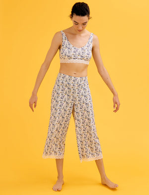 WonderKnit™ Cropped Pant - In Bloom Sea salt - Cotton/Modal/Spandex -Thirdlove