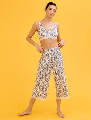 WonderKnit™ Cropped Pant - In Bloom Sea salt - Cotton/Modal/Spandex -Thirdlove