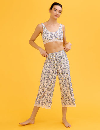 WonderKnit™ Cropped Pant - In Bloom Sea salt - Cotton/Modal/Spandex -Thirdlove