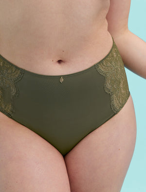 Lace High Brief - Olive - Nylon - ThirdLove,modelHH