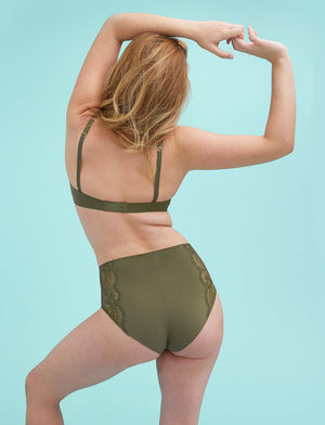 Lace High Brief - Olive - Nylon - ThirdLove,modelHH