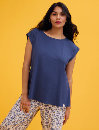 WonderKnit™ Pajama Tee - Indigo - Cotton/Modal/Spandex -Thirdlove