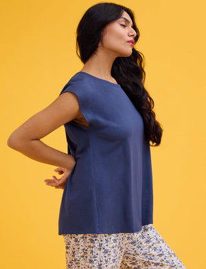 WonderKnit™ Pajama Tee - Indigo - Cotton/Modal/Spandex -Thirdlove