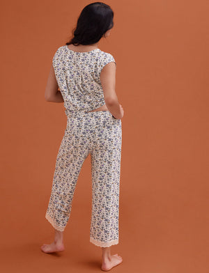 WonderKnit™ Cropped Pant - In Bloom Sea salt - Cotton/Modal/Spandex -Thirdlove
