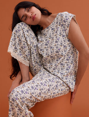 WonderKnit™ Cropped Pant - In Bloom Sea salt - Cotton/Modal/Spandex -Thirdlove