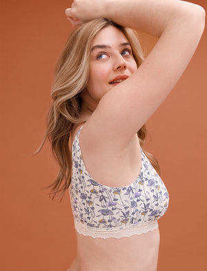 WonderKnit™ V-neck Bralette - Bloom Sea Salt - Cotton/Modal/Spandex -Thirdlove
