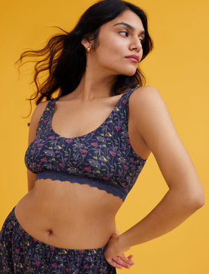 WonderKnit™ V-neck Bralette - Bloom Indigo - Cotton/Modal/Spandex -Thirdlove