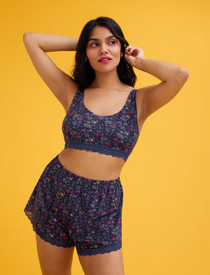 WonderKnit™ V-neck Bralette - Bloom Indigo - Cotton/Modal/Spandex -Thirdlove