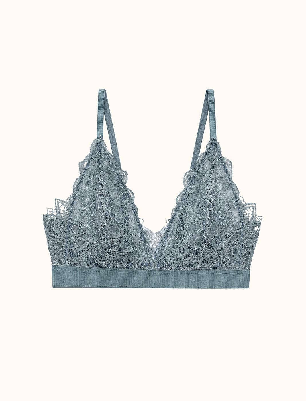 Boho Lace Triangle Bralette - Grey Mist - Nylon/Spandex/Polyester -Thirdlove